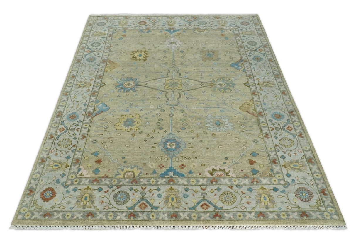 Hand Knotted Beige and Ivory Traditional  Floral Wool Area Rug
