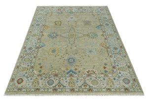 Hand Knotted Beige and Ivory Traditional  Floral Wool Area Rug