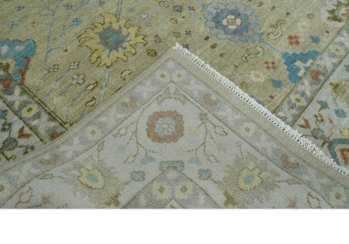 Hand Knotted Beige and Ivory Traditional  Floral Wool Area Rug