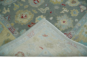 Antique look Hand Knotted Silver and Beige Traditional Oushak Wool Area Rug