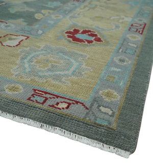 Antique look Hand Knotted Silver and Beige Traditional Oushak Wool Area Rug