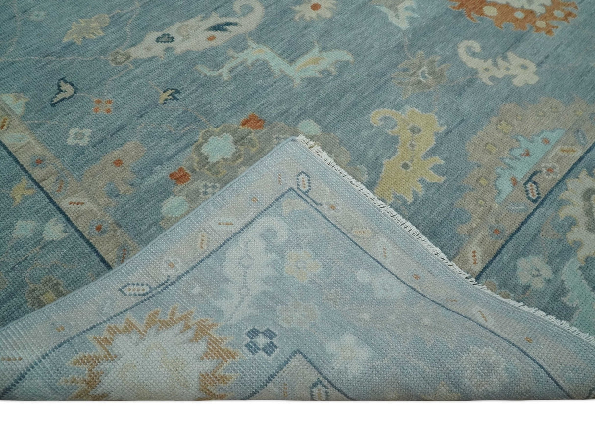 Silver and Beige Hand knotted Traditional Multi Size Oushak Wool Area Rug