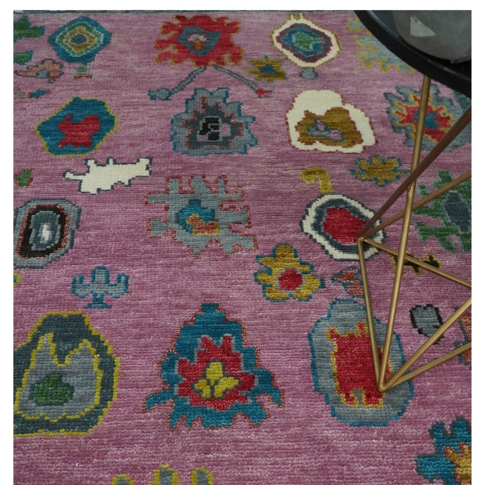 Custom Made Purple and Ivory Hand knotted Traditional Oushak wool Area Rug