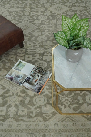 Brown and Beige Hand Knotted Wool Low Pile Vintage Area Rug