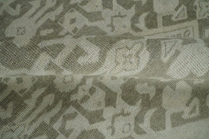 Brown and Beige Hand Knotted Wool Low Pile Vintage Area Rug