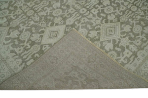 Brown and Beige Hand Knotted Wool Low Pile Vintage Area Rug