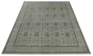 Hand Knotted Wool Blend Traditional Silver and Brown Area Rug