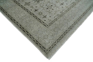 Hand Knotted Wool Blend Traditional Silver and Brown Area Rug
