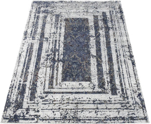 Modern Abstract Design Blue Hand Knotted 8x10 Wool Area Rug