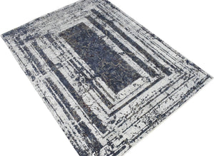 Modern Abstract Design Blue Hand Knotted 8x10 Wool Area Rug