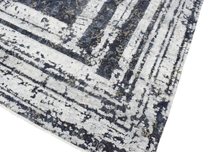 Modern Abstract Design Blue Hand Knotted 8x10 Wool Area Rug