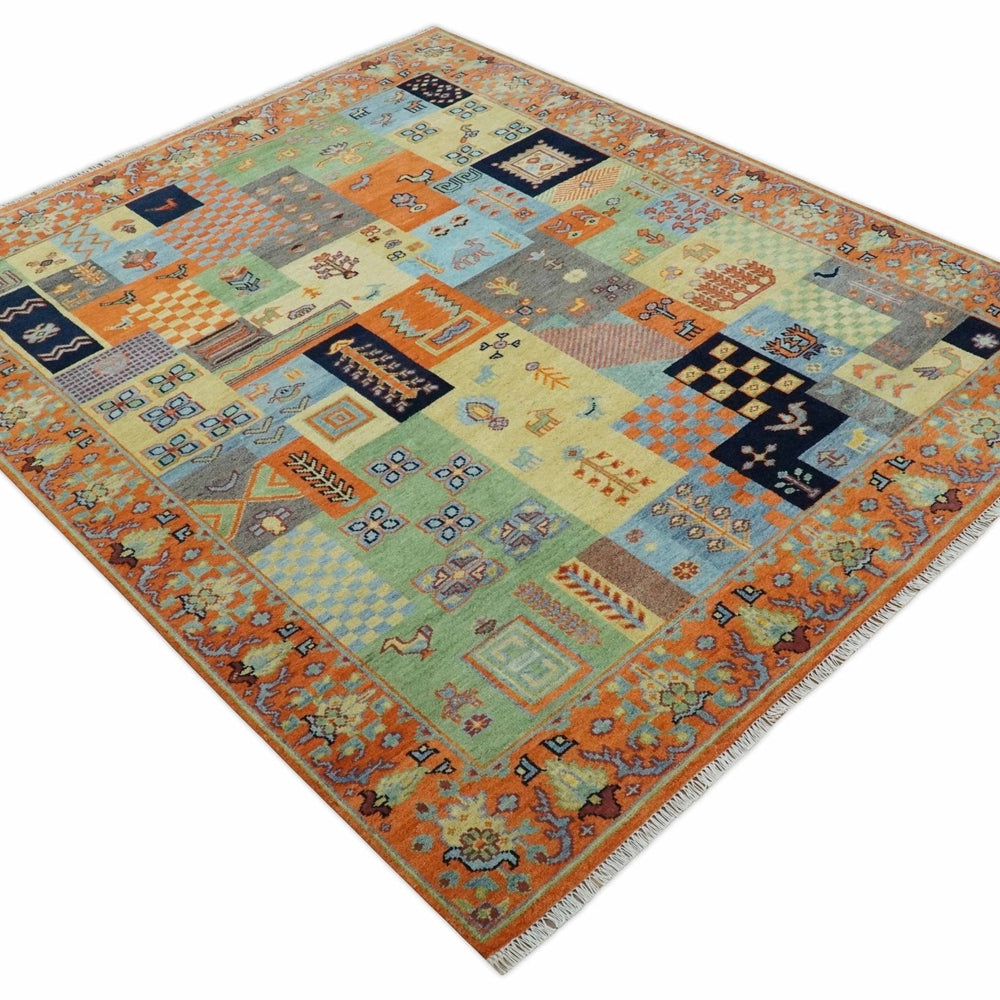8x10 Antique Style Tribal Multi Color Hand knotted Traditional Wool Area Rug