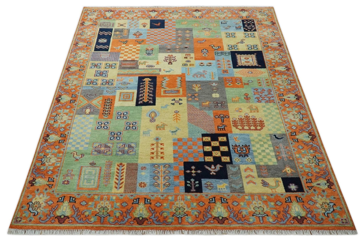 8x10 Antique Style Tribal Multi Color Hand knotted Traditional Wool Area Rug