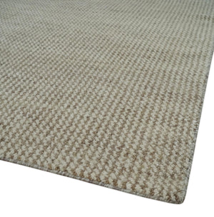 8x10 Beige and Ivory Hand Knotted Rug Contemporary area Rug