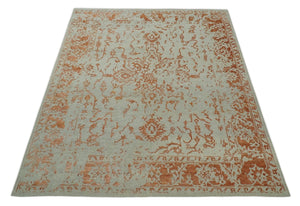 8x10 Beige and Peach Modern Abstract Hand Knotted Wool and Bamboo Silk Area Rug