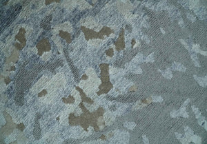 8x10 Beige, Ivory and Charcoal Modern Abstract Handmade Bamboo Silk Area Rug