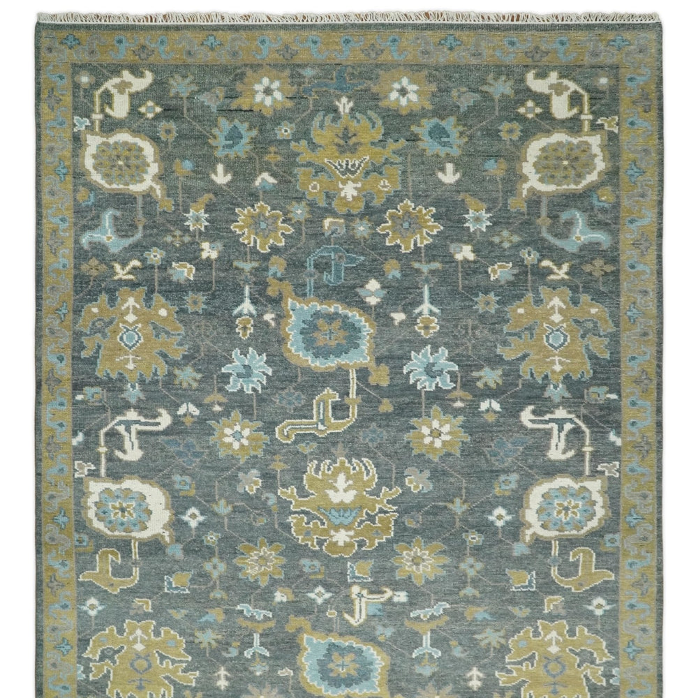 8x10 Beige and Gray Traditional Oushak Hand knotted Oushak Wool Area Rug