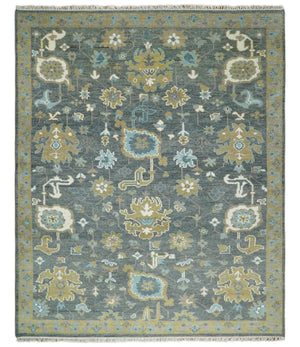 8x10 Beige and Gray Traditional Oushak Hand knotted Oushak Wool Area Rug
