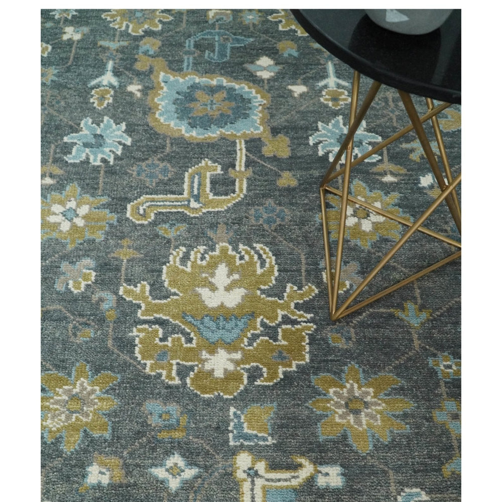 8x10 Beige and Gray Traditional Oushak Hand knotted Oushak Wool Area Rug