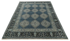 8x10 Gray, Silver and Charcoal Hand knotted Traditional wool Area Rug