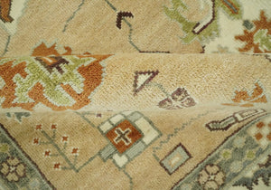 8x10 Camel, Ivory and Gray Hand knotted Oriental Oushak wool area rug