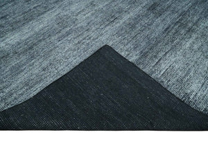8x10 Charcoal and Silver Blended Hand knotted Bamboo Silk Area Rug