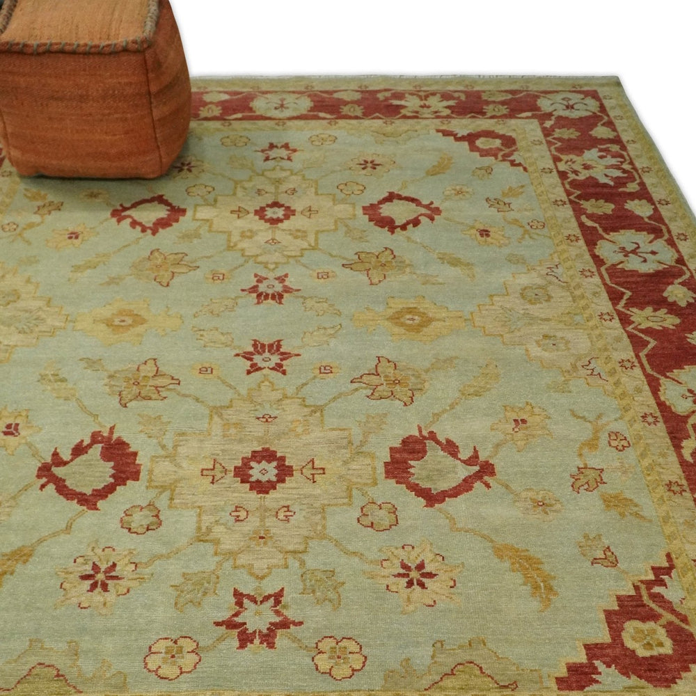 8x10 Fine Hand Knotted Beige and Rust Traditional Vintage Persian Antique Wool Rug