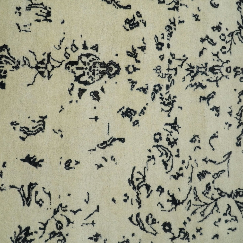8x10 Fine Hand Knotted Beige and Black Traditional Vintage Persian Antique Wool Rug