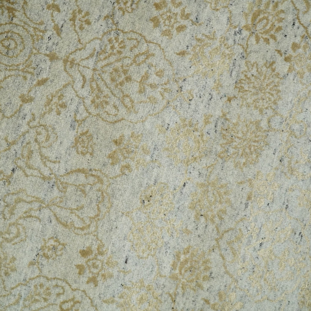 8x10 Fine Hand Knotted Beige and Gold Traditional Vintage Persian Style Antique Silk Rug