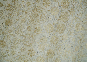 8x10 Fine Hand Knotted Beige and Gold Traditional Vintage Persian Style Antique Silk Rug