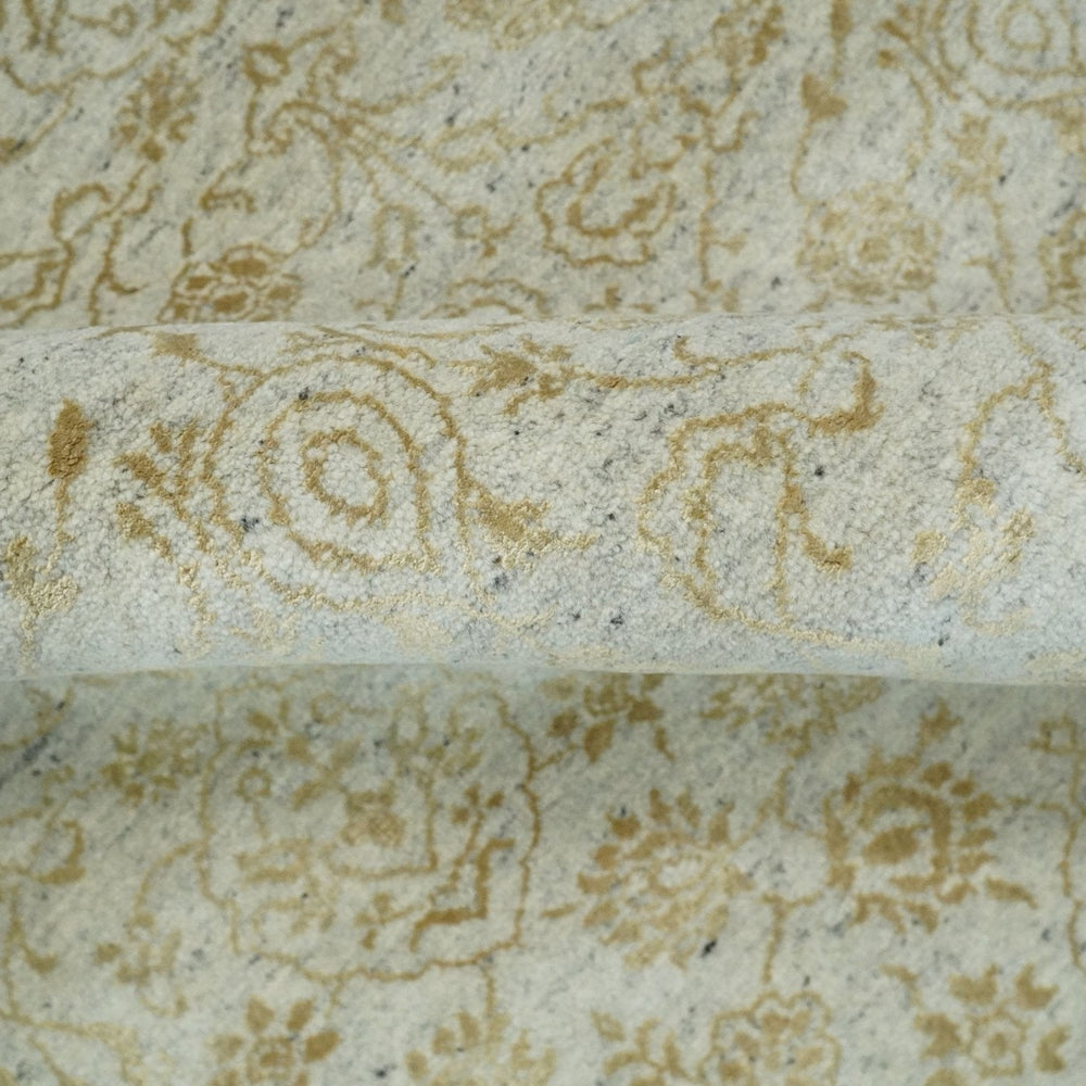 8x10 Fine Hand Knotted Beige and Gold Traditional Vintage Persian Style Antique Silk Rug