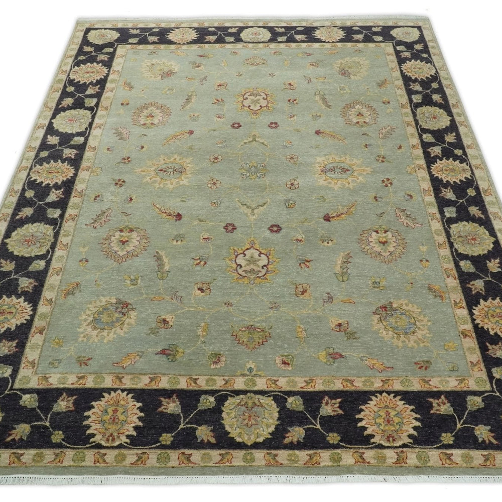 8x10 Fine Hand Knotted Silver and Black Antique Traditional Vintage Persian Wool Rug