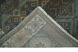 8x10 Fine Hand Knotted Brown and Blue Southwestern Traditional Antique Area Rug
