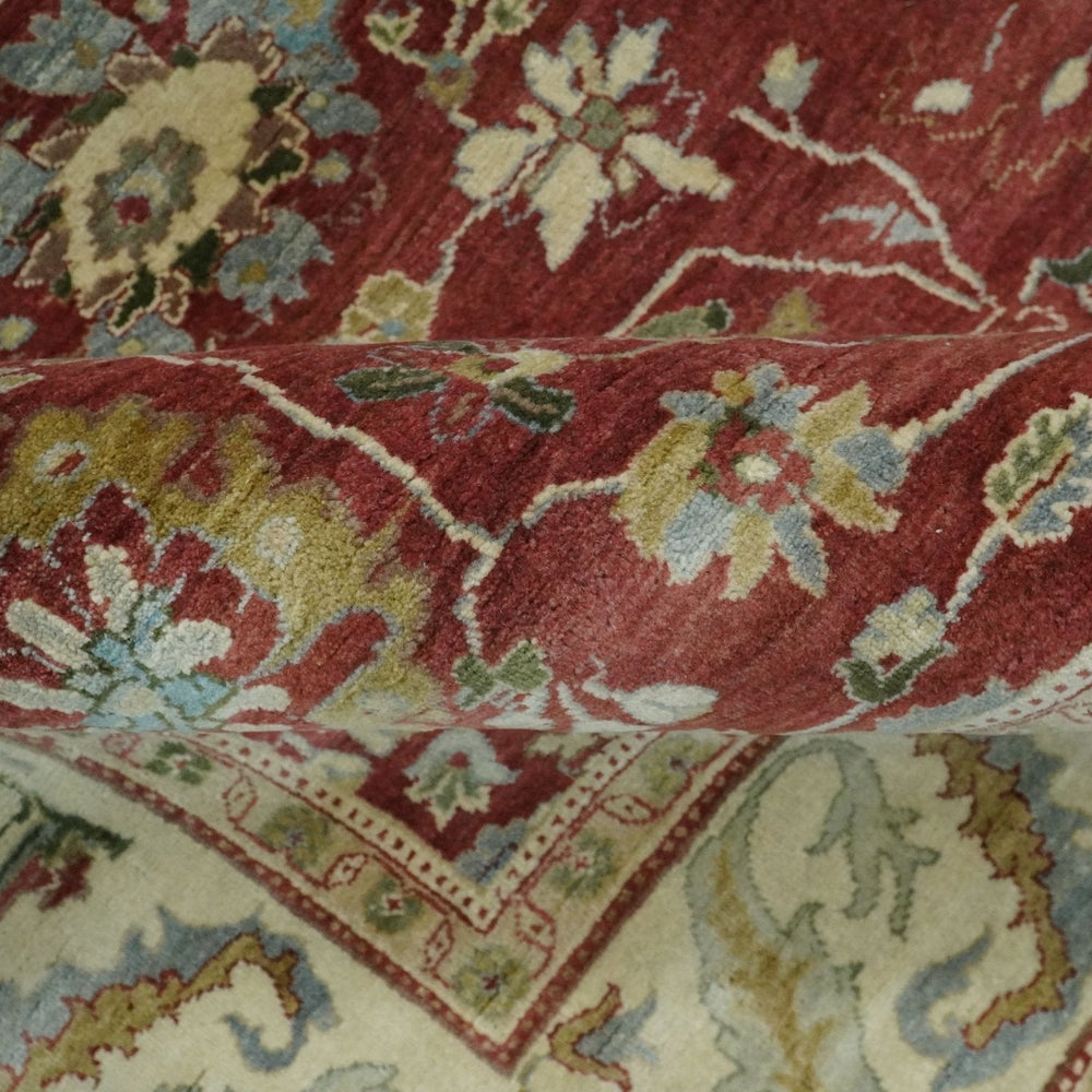 8x10 Fine Hand Knotted Rust and Ivory Traditional Persian Style Antique Wool Rug
