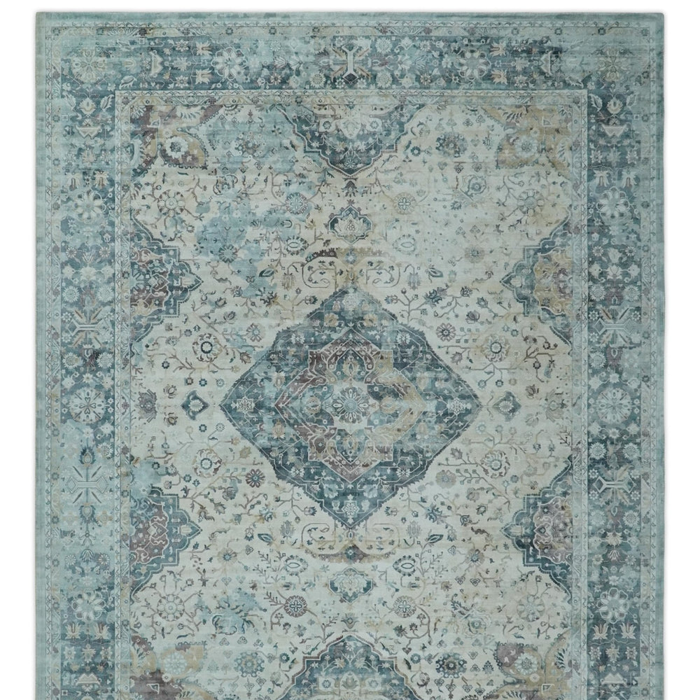 8x10 Gray, Beige and Brown Traditional Vintage Style Hand Tufted Art Silk Area Rug