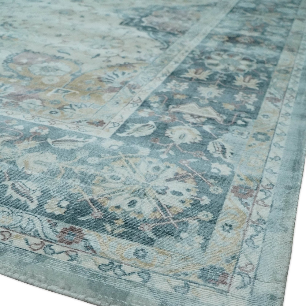 8x10 Gray, Beige and Brown Traditional Vintage Style Hand Tufted Art Silk Area Rug