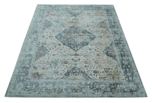 8x10 Gray, Beige and Brown Traditional Vintage Style Hand Tufted Art Silk Area Rug