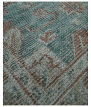 Traditional Brown And Teal Hand Woven Wool 8x10 Area rug