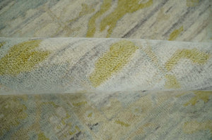 8x10 Hand Knotted Antique Ivory, Silver and Olive Traditional Wool Rug