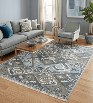 8x10 Hand Knotted Blue and Brown Traditional Persian Wool Rug