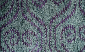 5x8 and 8x10 Hand Knotted  Blue, Gray and Purple Modern Contemporary Southwestern Tribal Recycled Silk Area Rug