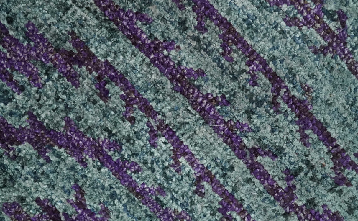 5x8 and 8x10 Hand Knotted  Blue, Gray and Purple Modern Contemporary Southwestern Tribal Recycled Silk Area Rug
