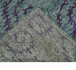 5x8 and 8x10 Hand Knotted  Blue, Gray and Purple Modern Contemporary Southwestern Tribal Recycled Silk Area Rug