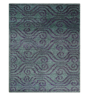 5x8 and 8x10 Hand Knotted  Blue, Gray and Purple Modern Contemporary Southwestern Tribal Recycled Silk Area Rug