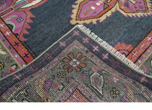 8x10 and 10x14 Hand Knotted Charcoal, Silver and Pink Traditional Wool Area Rug
