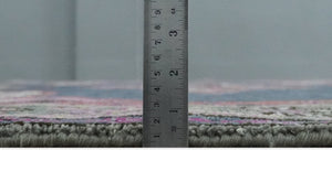 8x10 Hand Knotted Charcoal, Silver and Pink Traditional Wool Area Rug