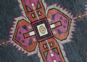 8x10 and 10x14 Hand Knotted Charcoal, Silver and Pink Traditional Wool Area Rug
