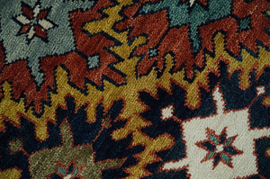 8x10 Hand Knotted Geometrical Rust, Black and Gold Floral Area Rug | TRDCP1368810