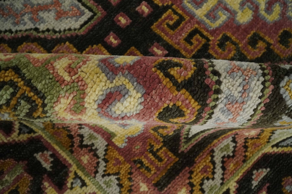 8x10 Hand Knotted Olive, Gold, Black and Brown Oriental Traditional Wool Area Rug