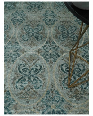 8x10 Hand Knotted Gray, Blue and Brown Modern Contemporary Recycled Silk Area Rug